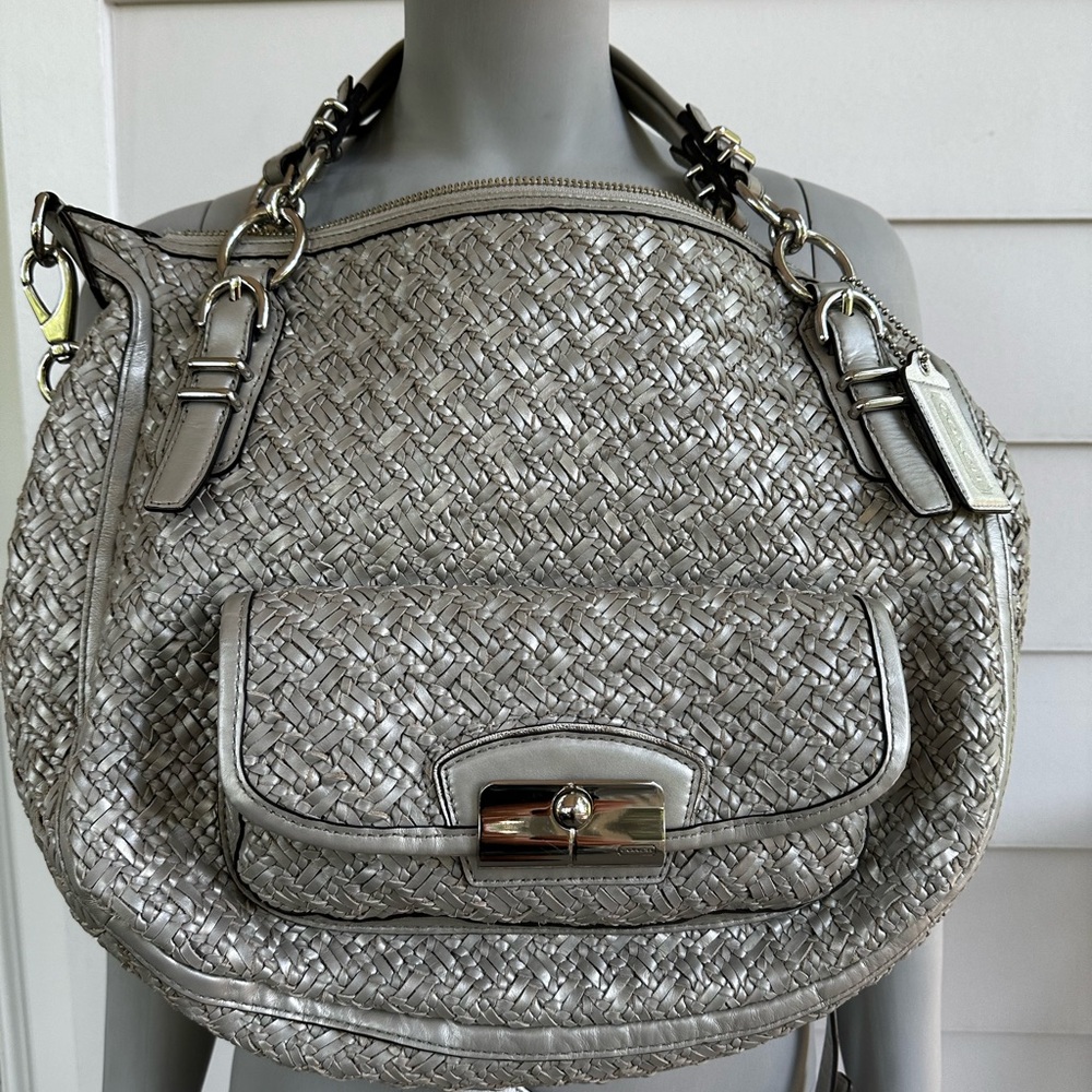 COACH KRISTIN PINNACLE WOVEN LEATHER SATCHEL BAG 19747 WITH DUST BAG